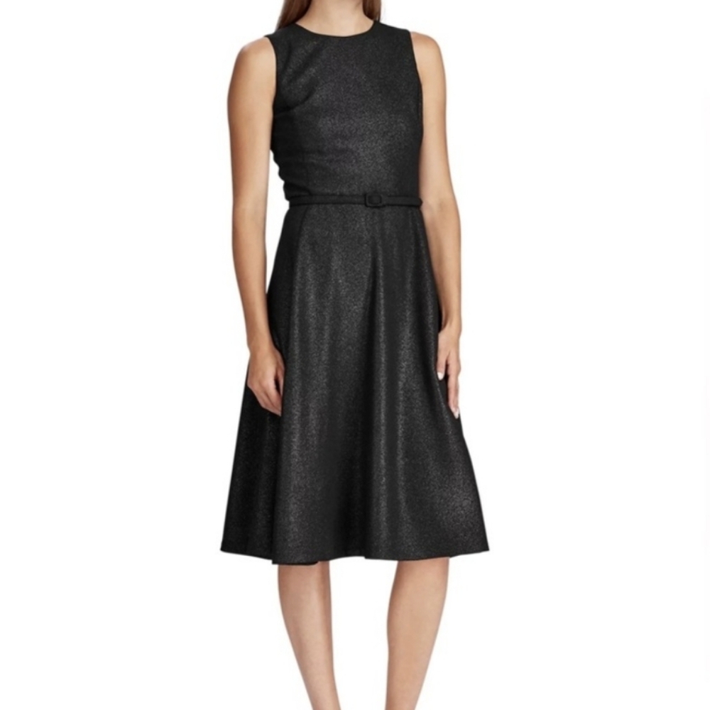Lauren Ralph Lauren Belted Sleeveless Fit N Flare Dress Size 14 NWT
